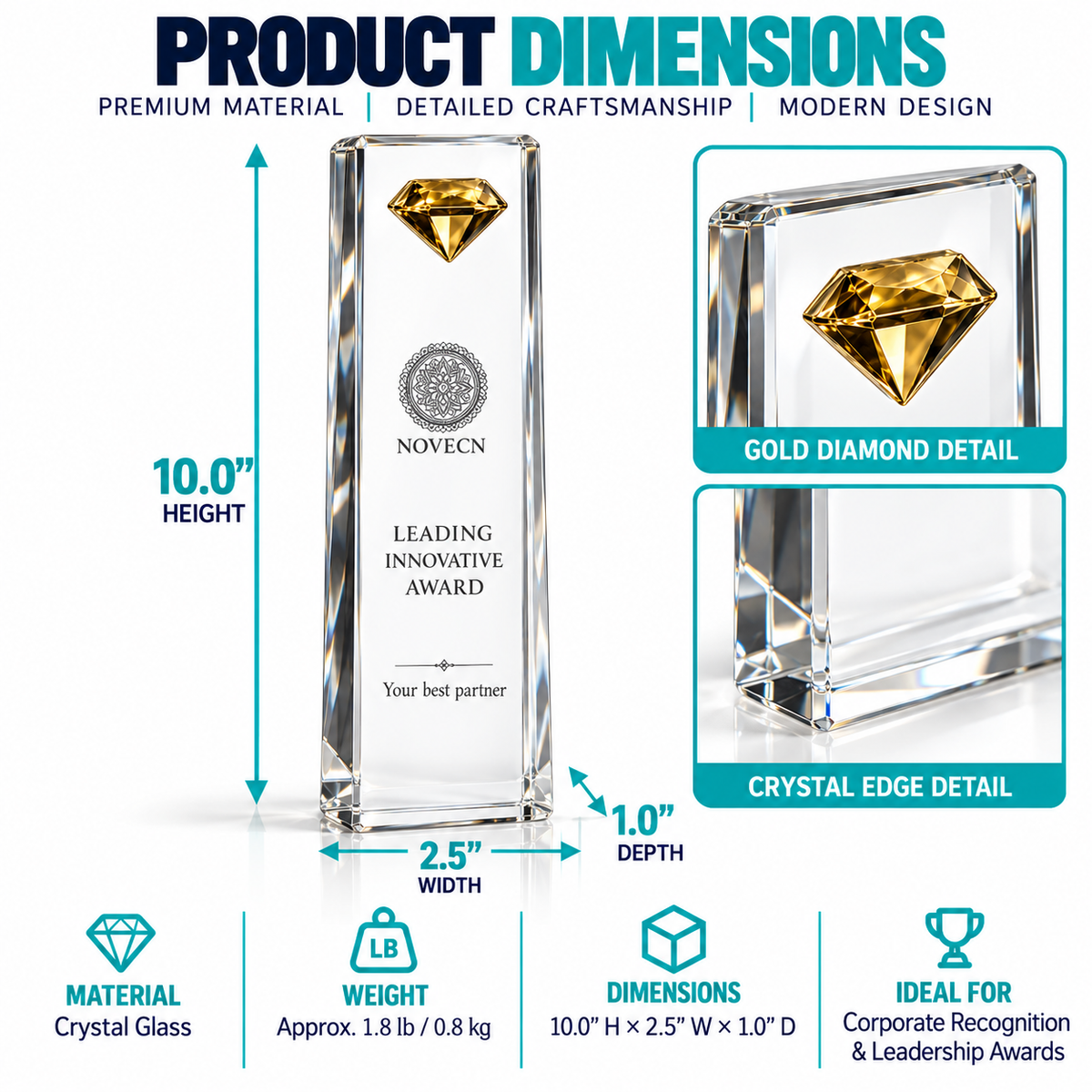 Diamond Crest | Custom Crystal Sales and Marketing Achievement Award