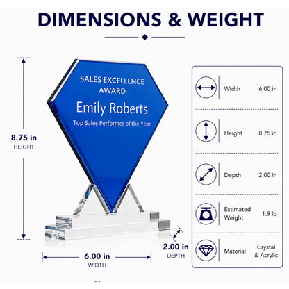 Diamond Excellence | Personalized Engraved Recognition Award Trophy