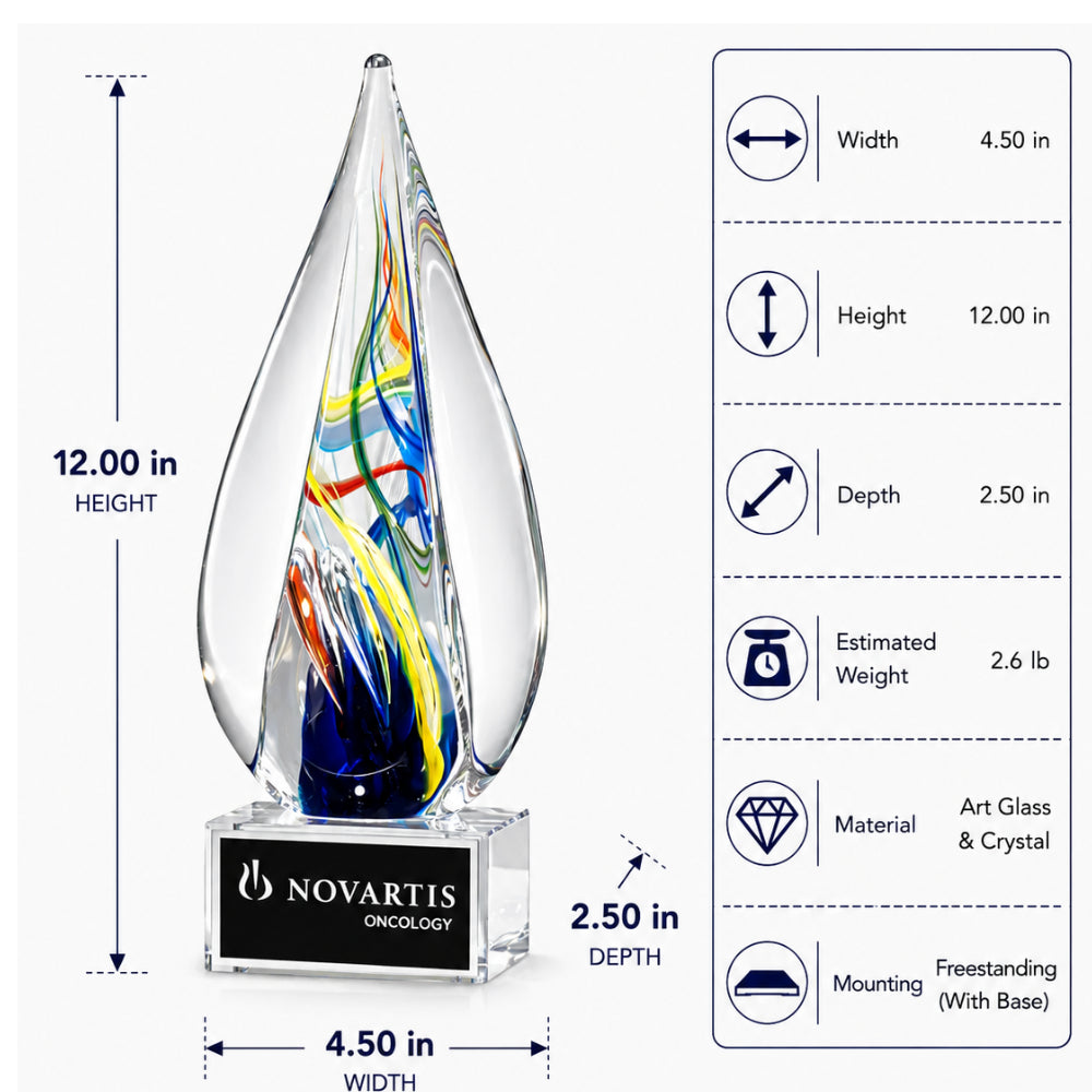 Droplet-ShapedArtGlassAwarddimensions