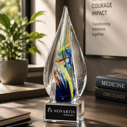 Flamme en verre d'art | Trophée en verre de reconnaissance