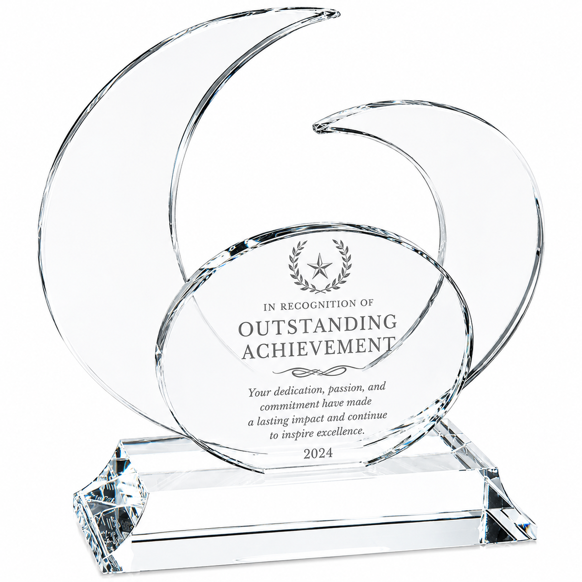 Elliptic Indigo Crystal  Engraved Recognition Award main 