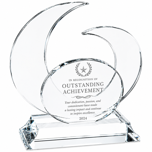 Elliptic Indigo Crystal  Engraved Recognition Award main 