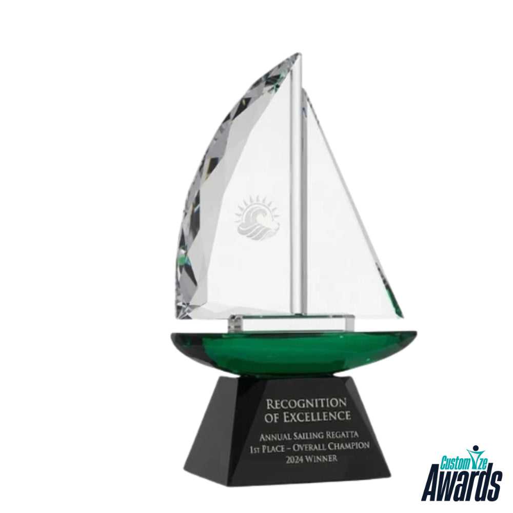 Emerald Voyager | Customized Sail Art Glass Award