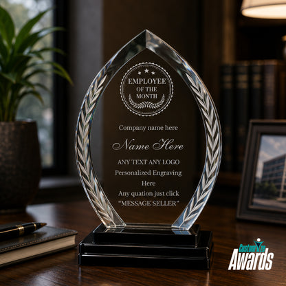 Employee Recognition | Customized  Employee Recognition Crystal Plaque