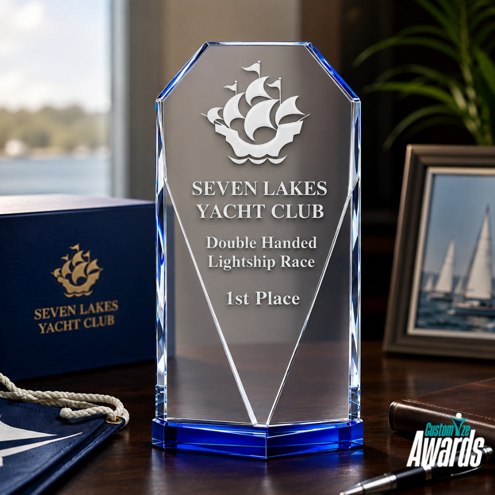 Engraved Blue Diamond Crystal  Recognition Award lifestyle 