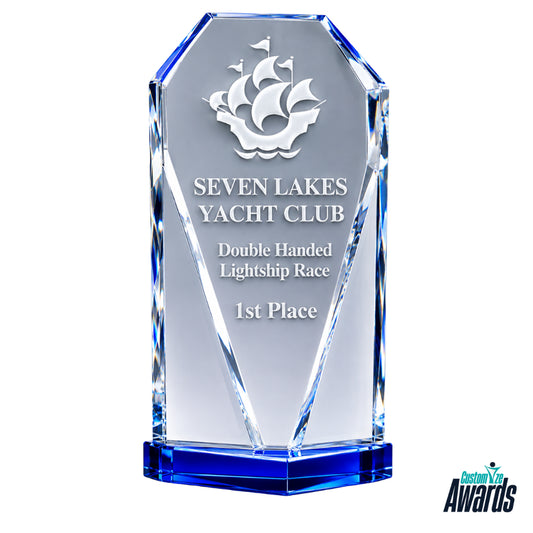 Engraved Blue Diamond Crystal  Recognition Award main 