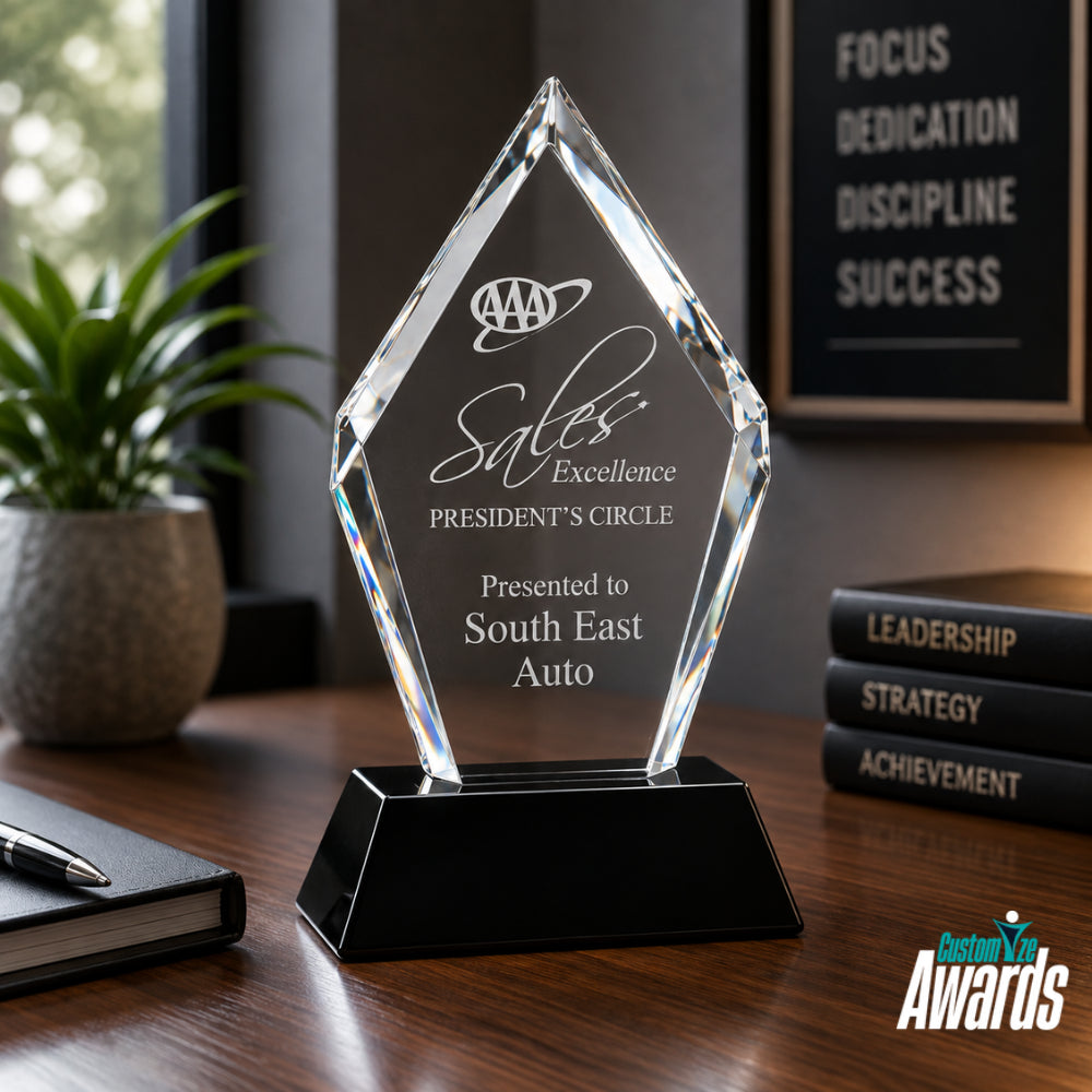 Engraved Optical Diamond Crystal  Recognition Award lifestyle 
