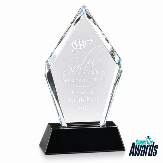 Engraved Optical Diamond Crystal  Recognition Award main 