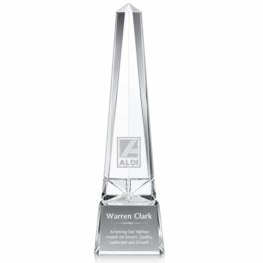 Everest Obelisk Crystal  Personalized Crystal Awards With Engraving main 