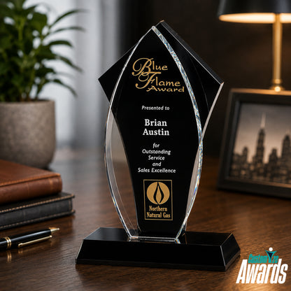Flamme Smoking | Trophée en cristal personnalisable avec gravure