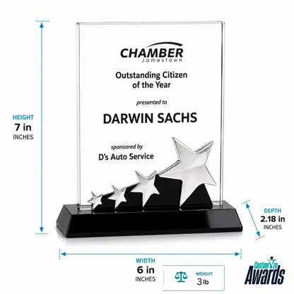 Star Rectangle | Custom Engraved Recognition Crystal Award