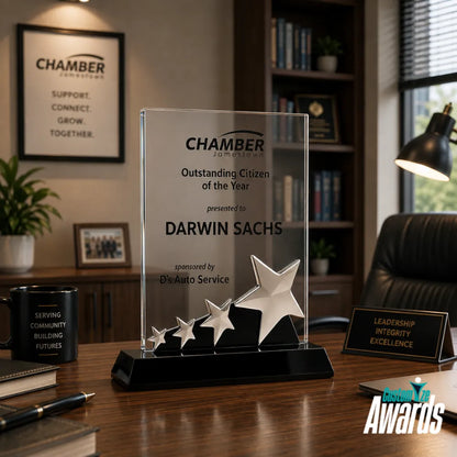 Star Rectangle | Custom Engraved Recognition Crystal Award
