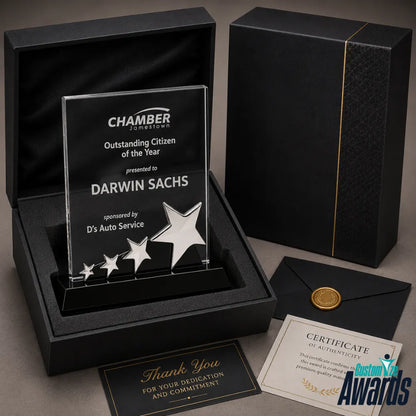 Star Rectangle | Custom Engraved Recognition Crystal Award
