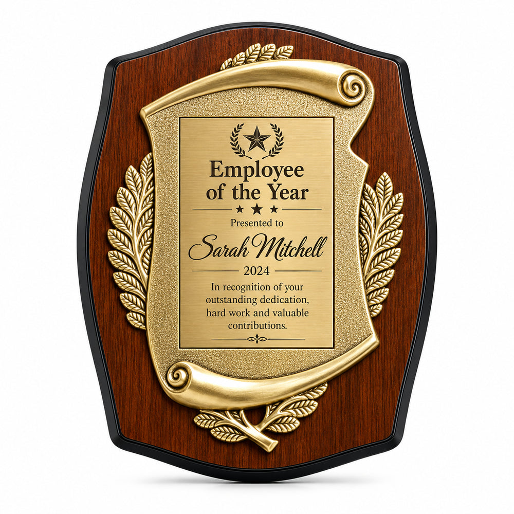 Gold Scroll Walnut | Catholic Cemetery Article Recognition Award