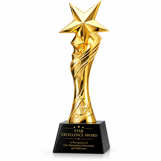 Golden Starfire | Customized Excellence Metal Trophy