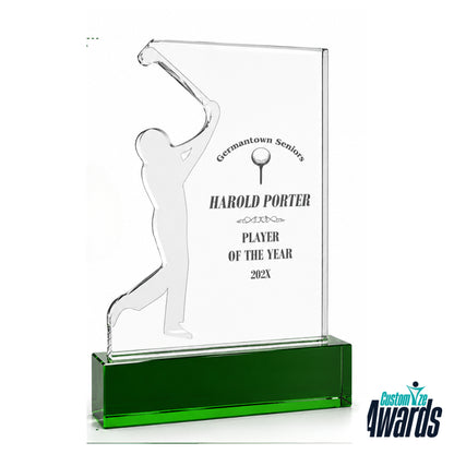 Swing de golf | Trophée de golf en cristal gravé sur mesure