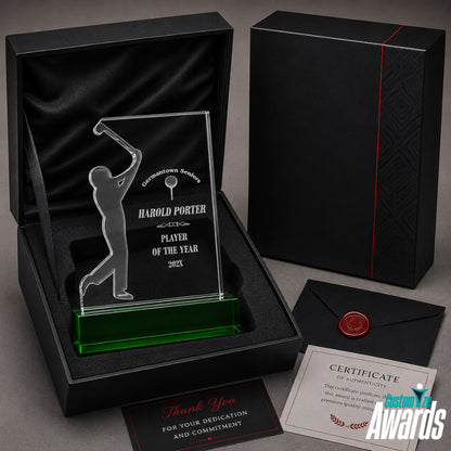 Swing de golf | Trophée de golf en cristal gravé sur mesure