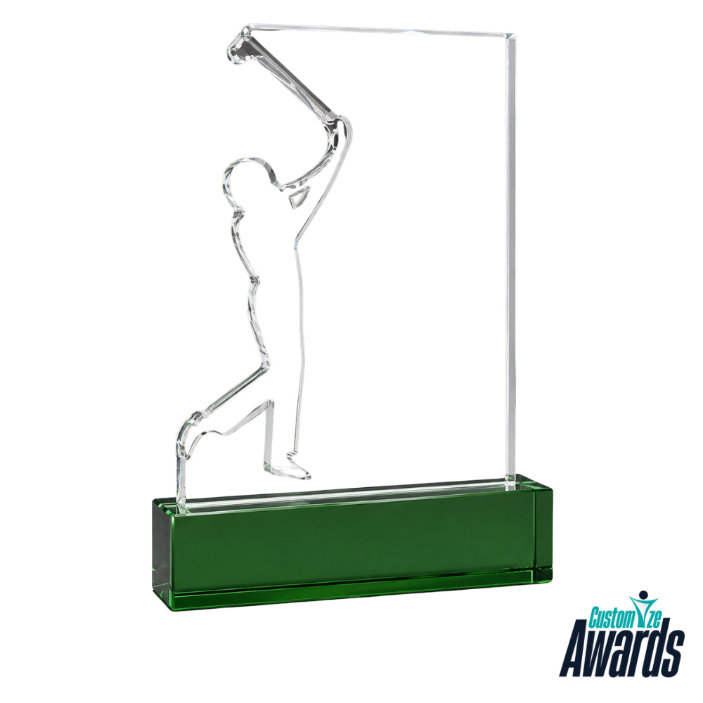 GolfSwingCrystalAwardwithGreenBasewithoutengraving