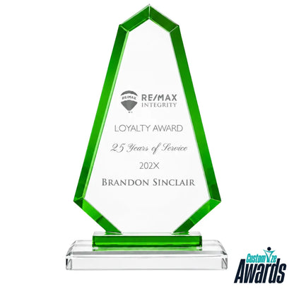 Green Faceted | Custom Engraved Recognition Crystal  Award