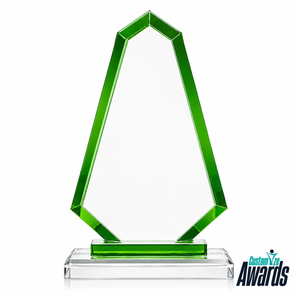 Green Faceted | Custom Engraved Recognition Crystal  Award