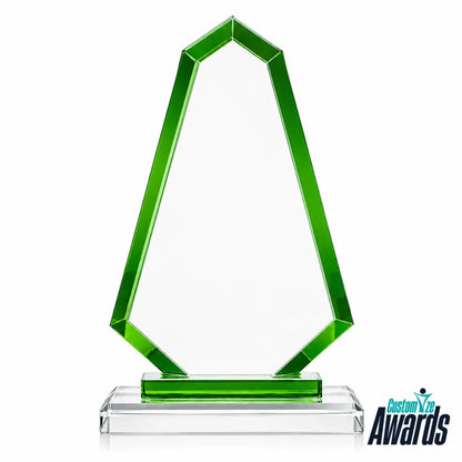 Green Faceted | Custom Engraved Recognition Crystal  Award