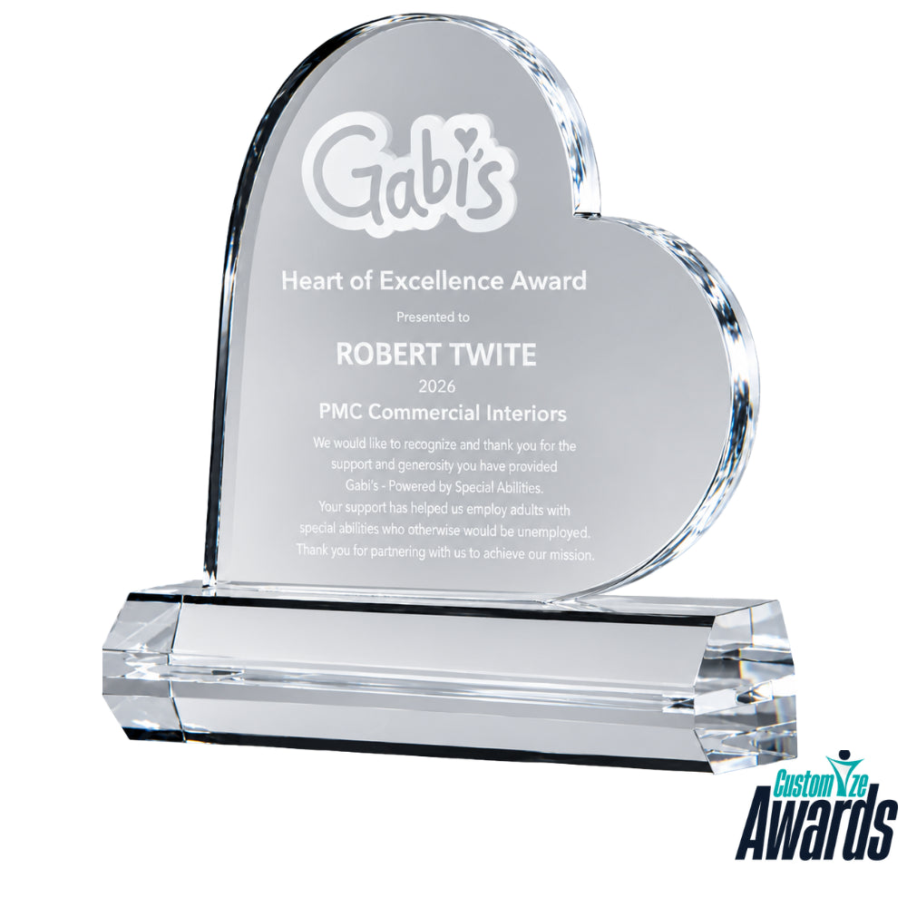 Heartfelt Excellence | Employee Appreciation Heart Crystal Award