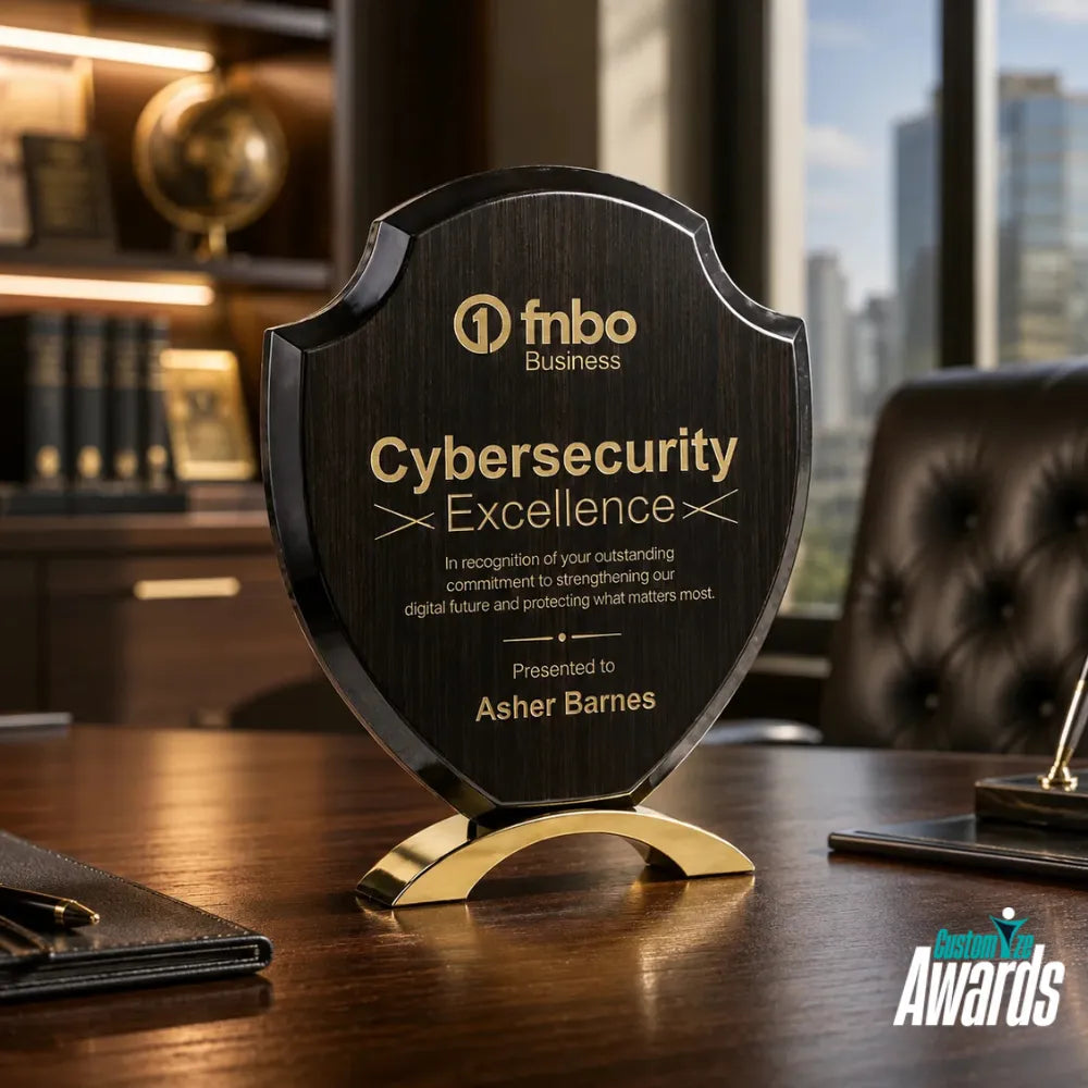 Heritage Shield | Custom Engraved Wood Award for Leadership Acheivement