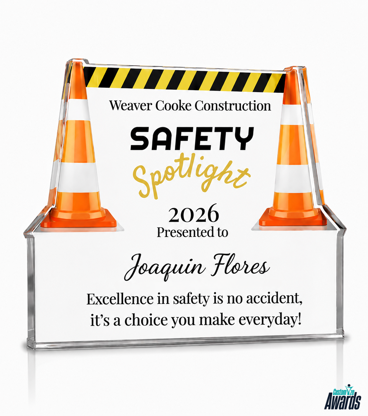 Safety Spotlight Crystal Award | Workplace Achievement Trophy