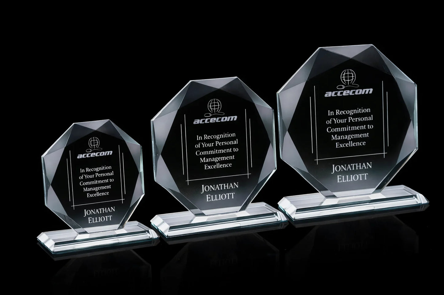 Kitchener Jade Octagon plaque crystal Award