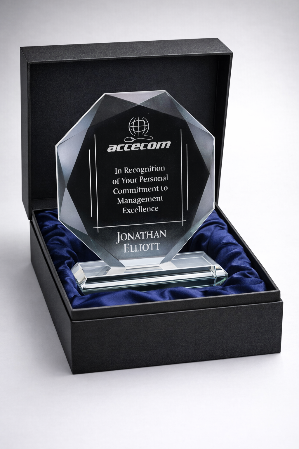 Kitchener Jade Octagon plaque crystal Award