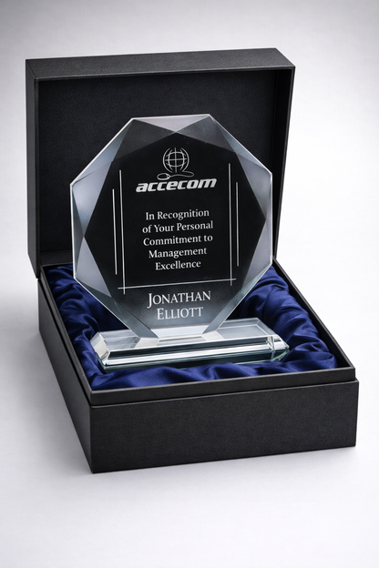 Kitchener Jade Octagon plaque crystal Award