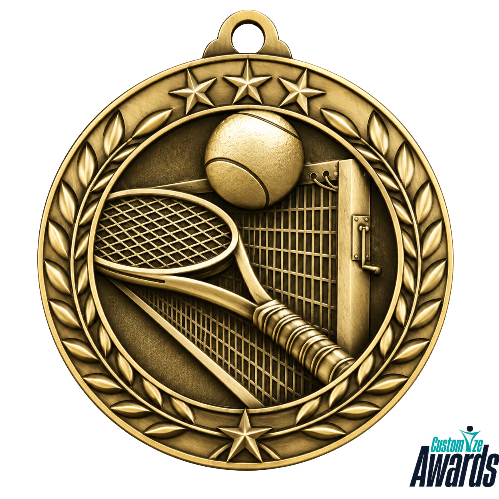 Large Star  Custom Tennis Medal for Athletic Achievement MAIN 