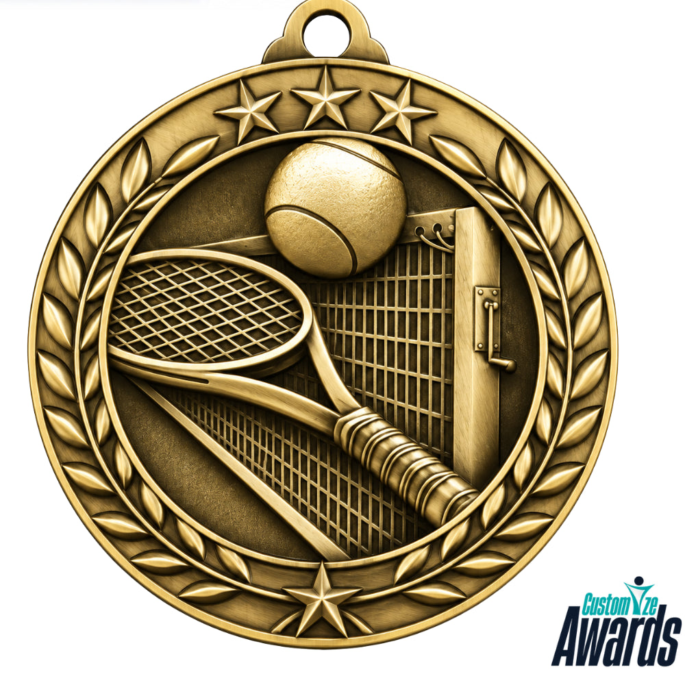 Large Star  Custom Tennis Medal for Athletic Achievement MAIN  WITHOUT EMGAV9NG 