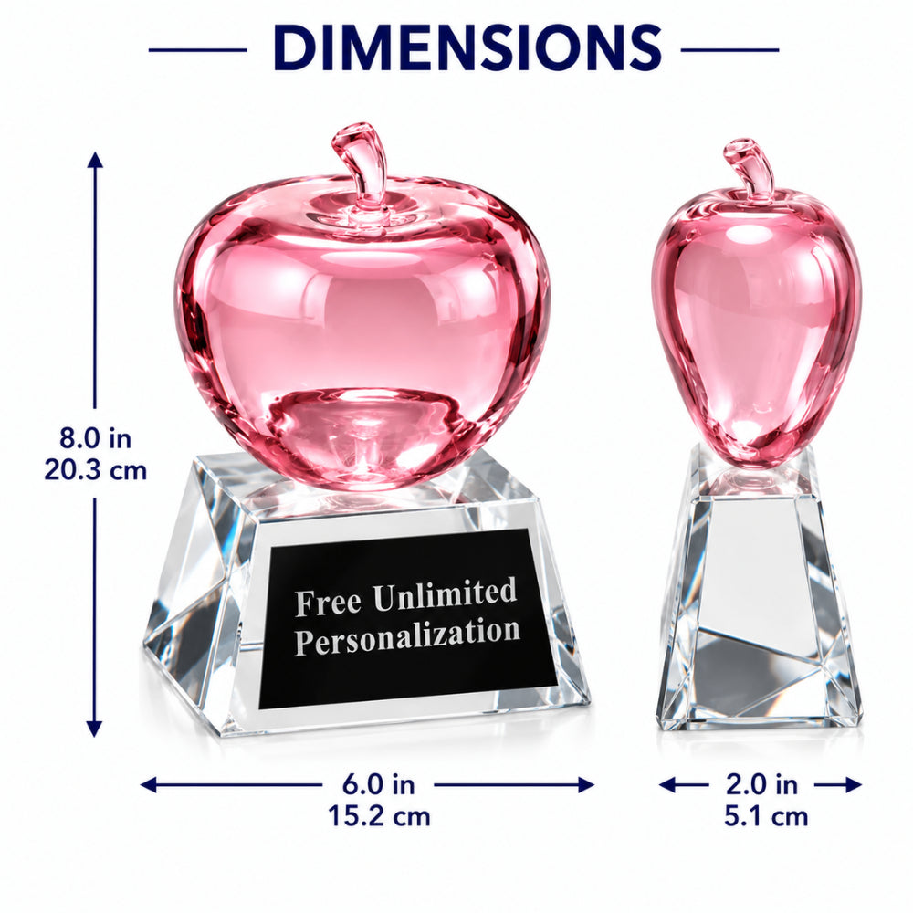 Legacy Apple  Personalized Engraved Crystal Award dimensions 