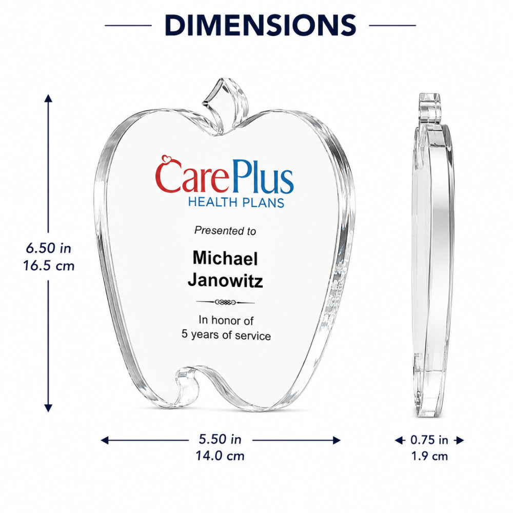 Legacy Apple  Years of Service Crystal Award  dimensions 