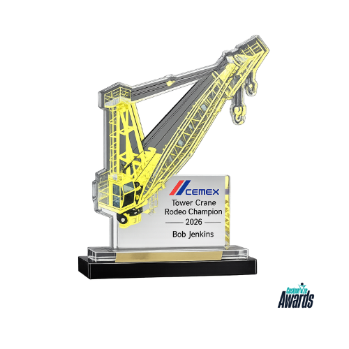 Crawler Crane Acrylic Award | Crane Operator Excellence Trophy