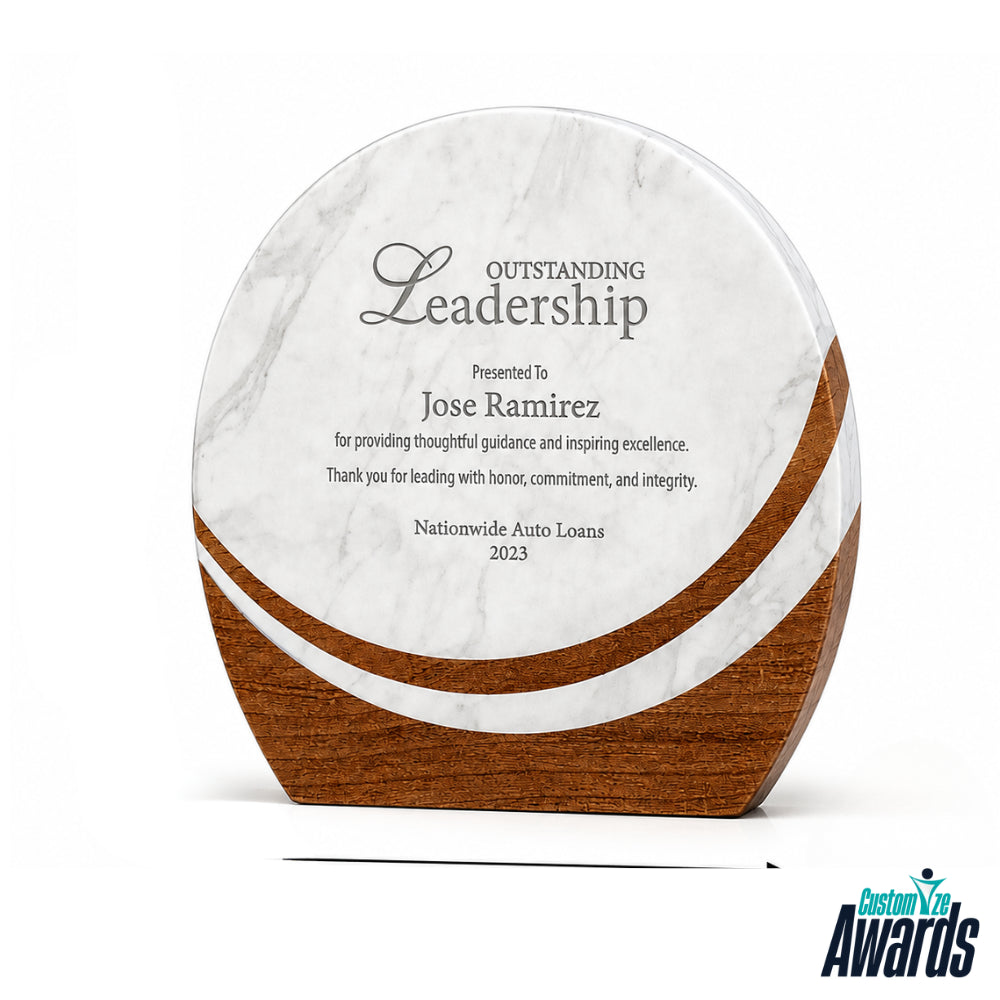 Marblewood Leadership Award plaque maion 
