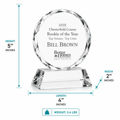 Ronde miniature | Trophée en cristal gravé personnalisé