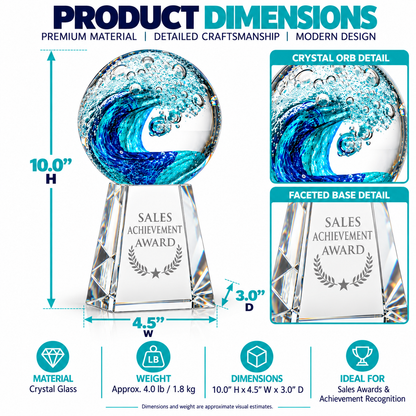 Ocean crest | Custom Crystal Sales Achievement Award