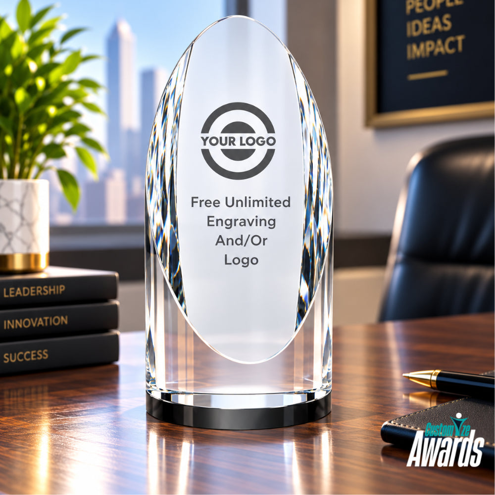 Oval Tower | Personalized Engraved Recognition Crystal  Award