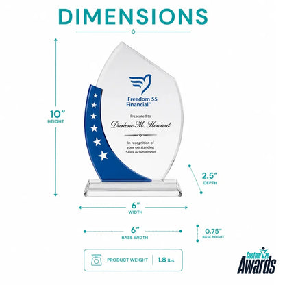 Trophée Acrylique Patriot | Trophée de réalisation de ventes personnalisé en acrylique