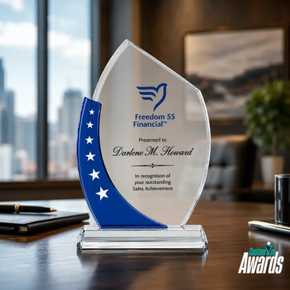Trophée Acrylique Patriot | Trophée de réalisation de ventes personnalisé en acrylique