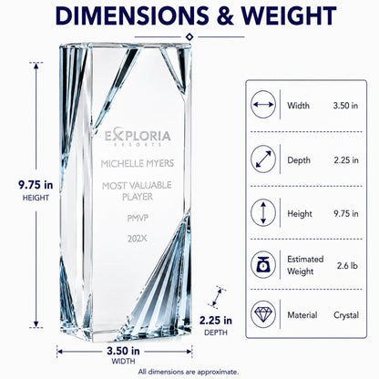 Tour de cristal | Récompenses en cristal avec gravure personnalisée et logo