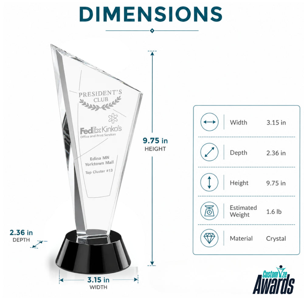 PersonalizedEngravedInvincibleCrystalAwarddimensions