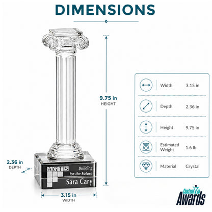 Cristal à colonne ionique | Trophées en cristal personnalisés