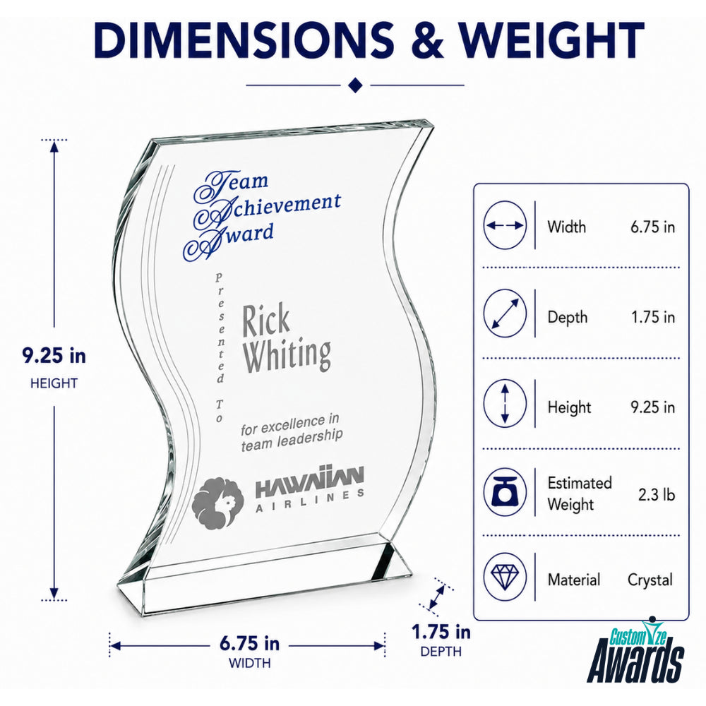 PersonalizedEngravedWaveRecognitionTrophydimensions