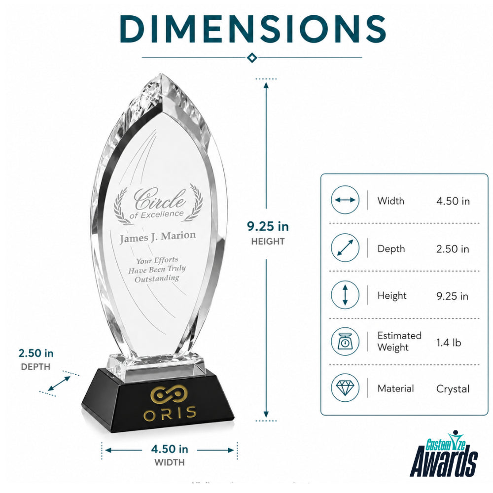 PersonalizedMajesticCrystalAwarddimensions