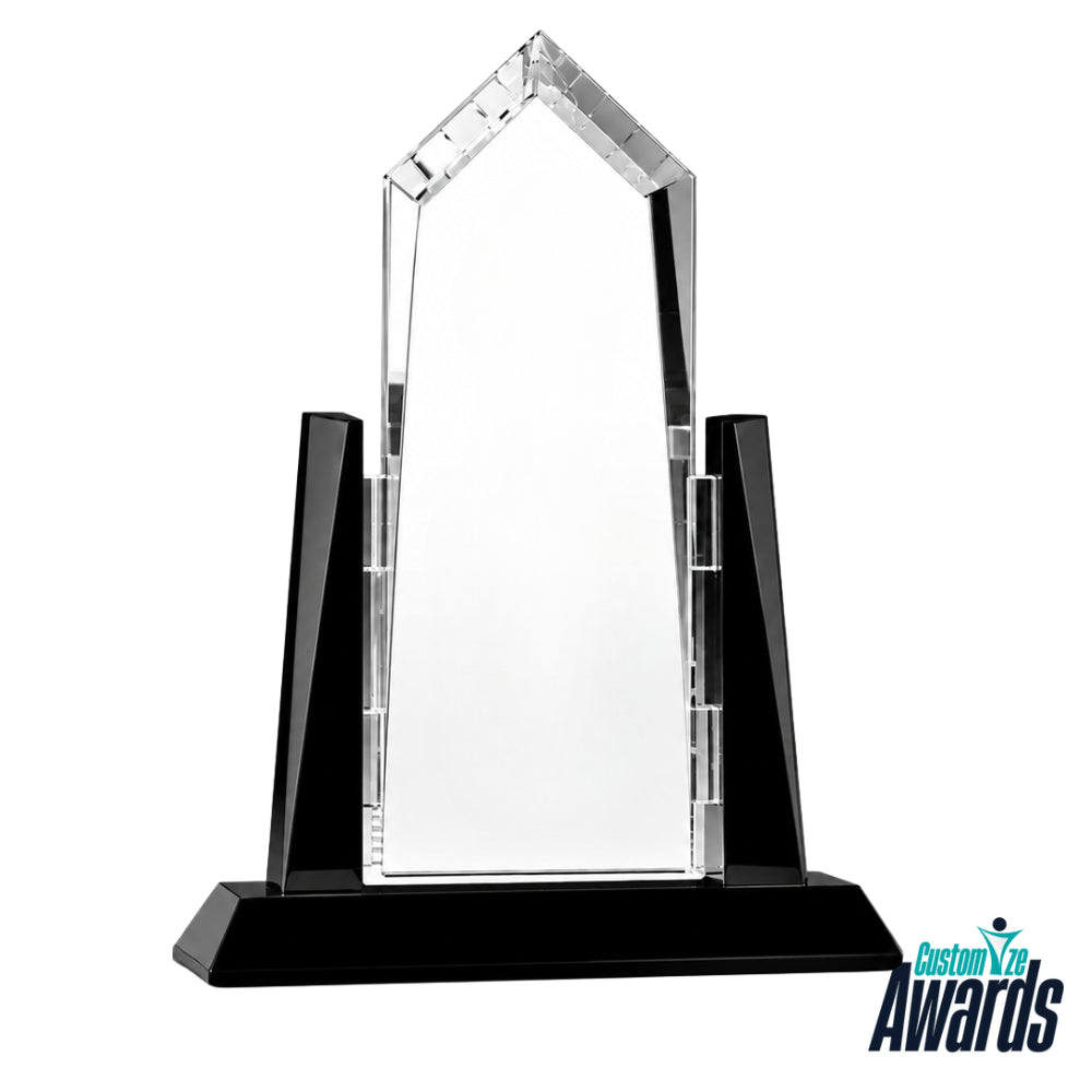PersonalizedSunridgePeakCrystalAwardTrophywithBlackGlassAccentswithoutengraving