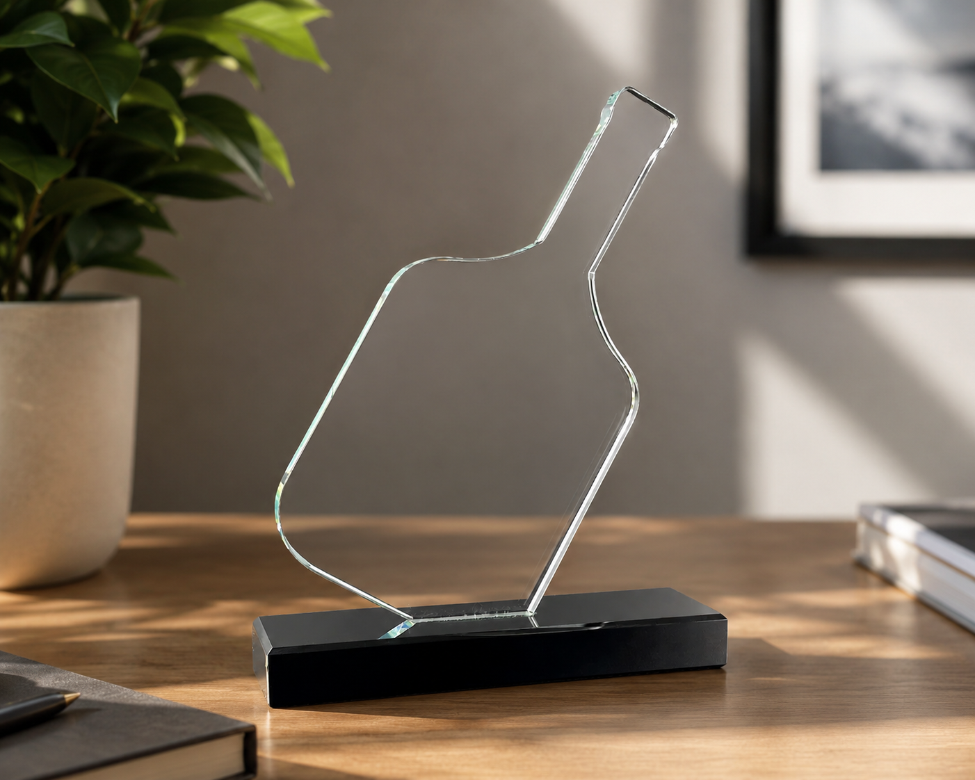 Crystal Pickleball Paddle Trophy Award