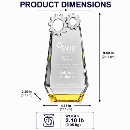 Pinnacle Gear | Trophée en cristal pour l'excellence en ingénierie
